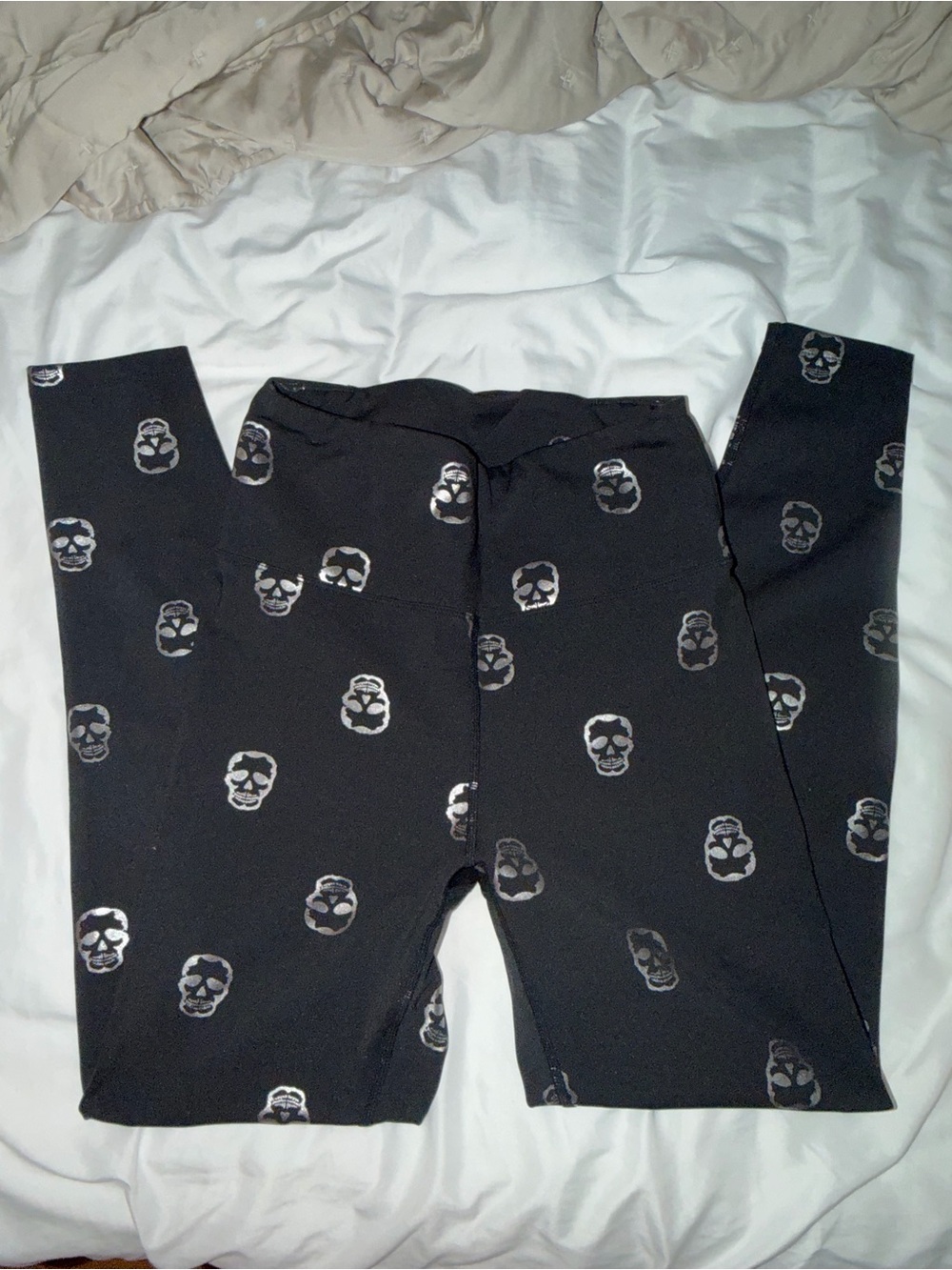 Black Kids Skull Print Leggings